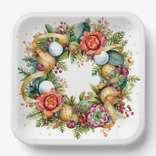 Golf Christmas Wreath with Golf Ball Wreath  Paper Plate