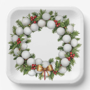 Golf Christmas Wreath with Golf Ball Wreath  Paper Plate
