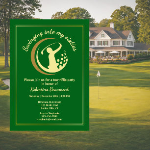 Golf Classic Green Golden Player 60th Birthday  In Invitation