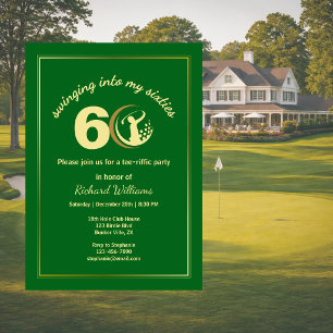Golf Classic Green Golden Player 60th Birthday  In Invitation