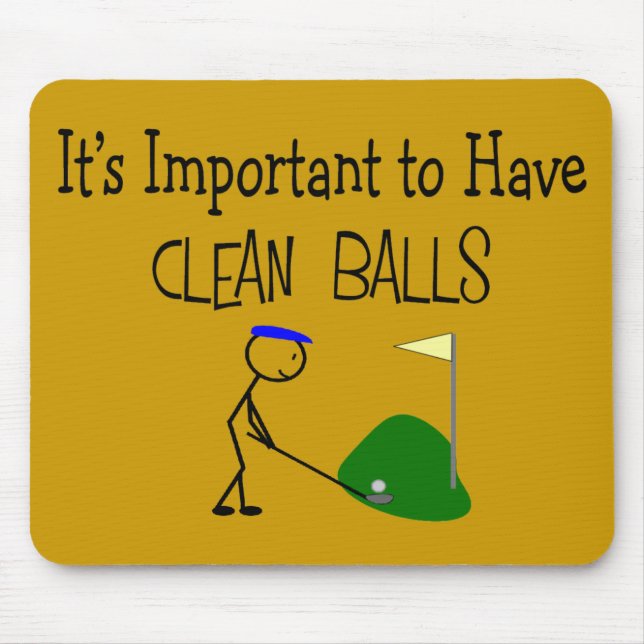 Golf "CLEAN BALLS"  Golf Humour Gifts Mouse Mat (Front)
