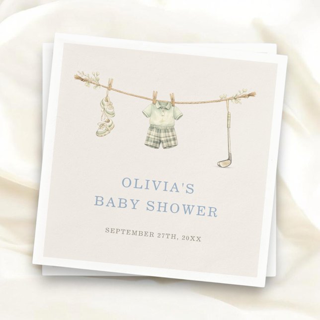 Golf Clothesline Baby Shower Party Napkin (Creator Uploaded)
