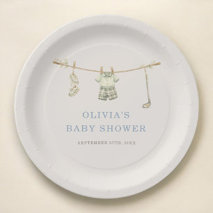 Golf Clothesline Baby Shower Party Paper Plate