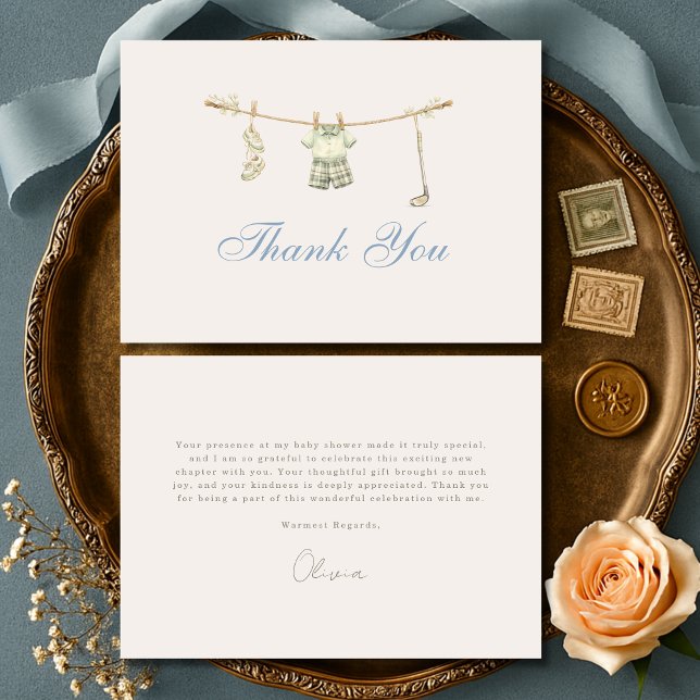 Golf Clothesline Little Putter Baby Shower Thank You Card (Creator Uploaded)