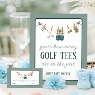 Golf Clothesline, New to the Club Baby Shower Enclosure Card