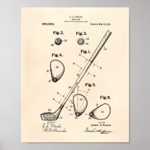 Golf Club 1910 Patent Art - Old Peper Poster