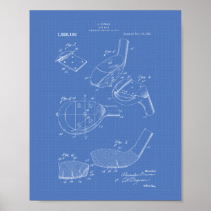 Golf Club 1919 Patent Art - Blueprint Poster