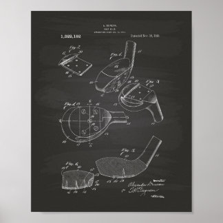 Golf Club 1919 Patent Art - Chalkboard Poster