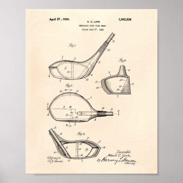 Golf Club 1926 Patent Art - Old Peper Poster (Front)