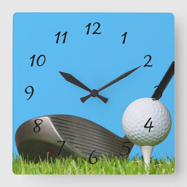 Golf Club and Ball background Square Wall Clock (Front)