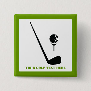 Golf club and ball black, green custom 15 cm square badge