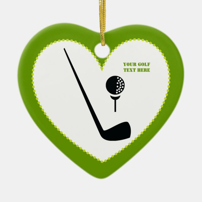 Golf club and ball black, green custom ceramic tree decoration (Front)