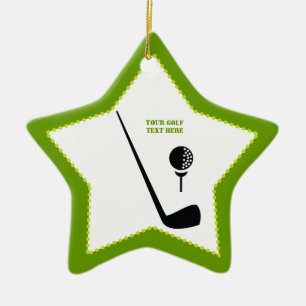 Golf club and ball black, green custom ceramic tree decoration