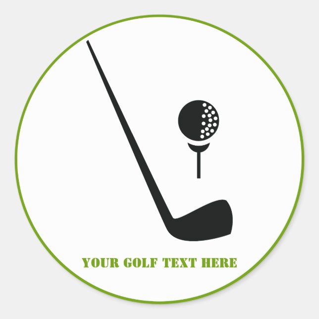 Golf club and ball black, green custom classic round sticker (Front)
