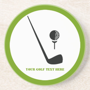 Golf club and ball black, green custom coaster