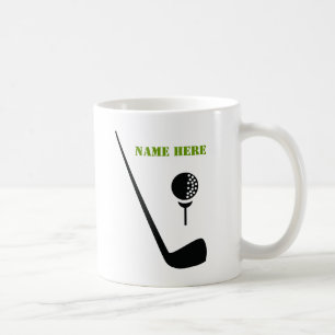 Golf club and ball black, green custom coffee mug