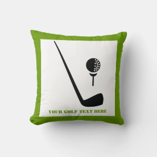 Golf club and ball black, green custom cushion
