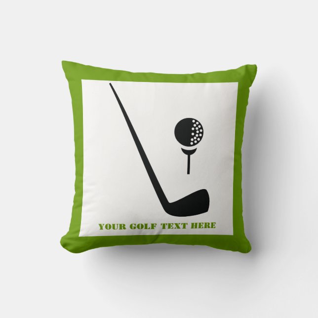 Golf club and ball black, green custom cushion (Front)