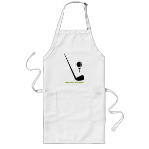 Golf club and ball black, green custom long apron