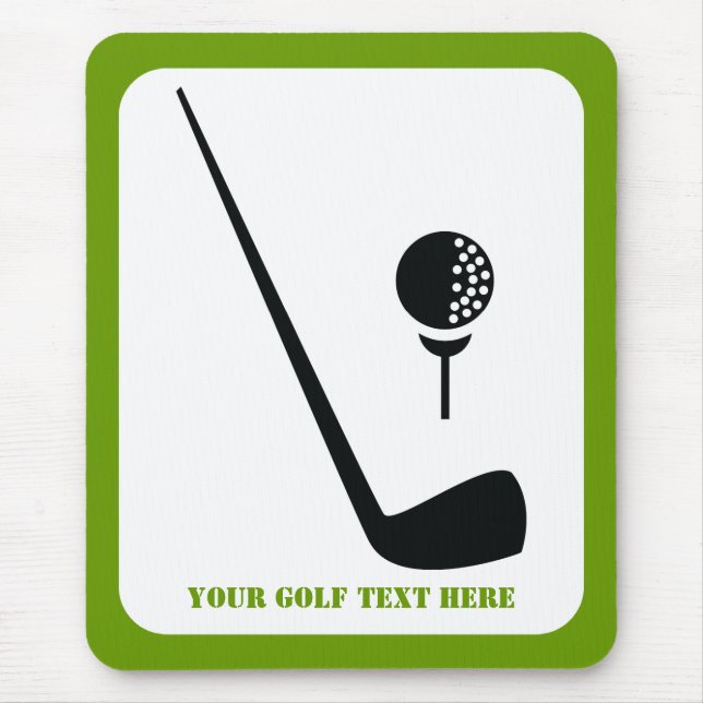 Golf club and ball black, green custom mouse mat (Front)