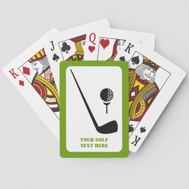 Golf club and ball black, green custom playing cards (Back)