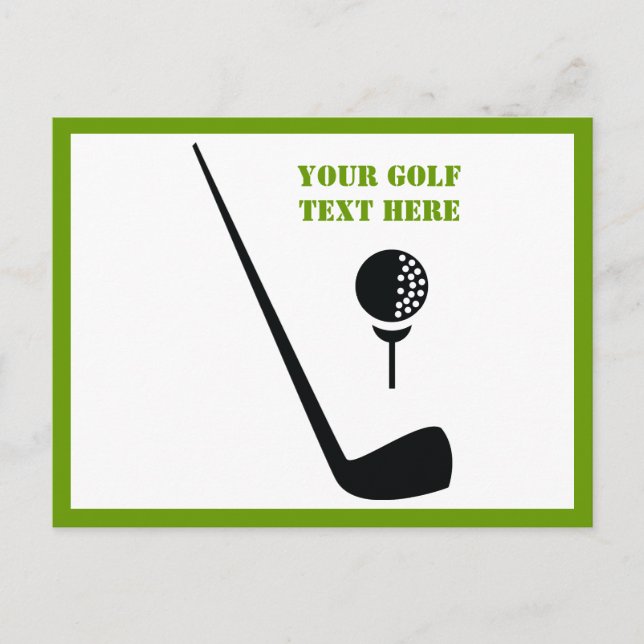 Golf club and ball black, green custom postcard (Front)