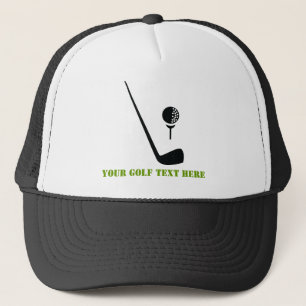 Golf club and ball black, green custom trucker hat
