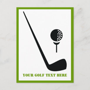 Golf club and ball black vertical custom postcard