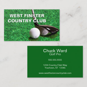 Golf Club and Ball Golf Pro Country Club Business Card