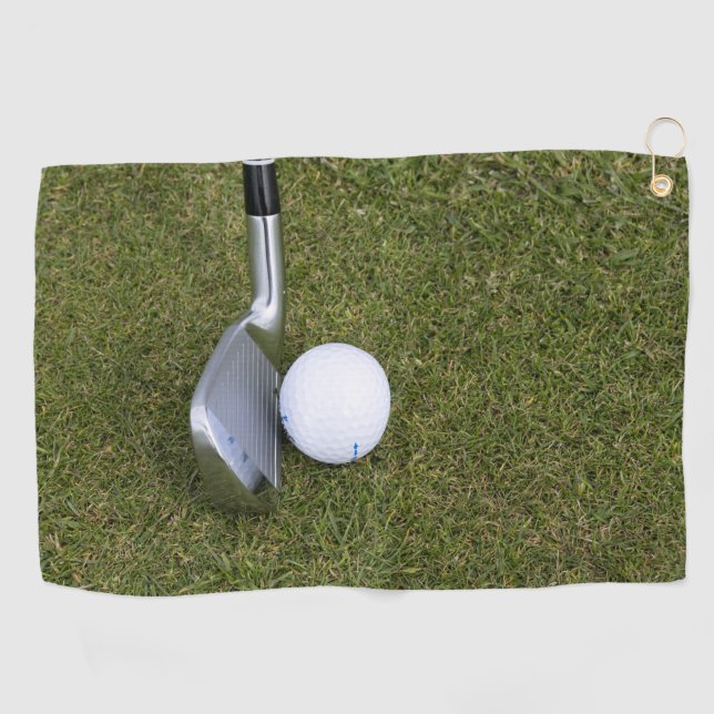 Golf club and ball on grass Best Golf Towels (Horizontal)