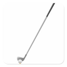 Golf Club and Ball on tee square sticker