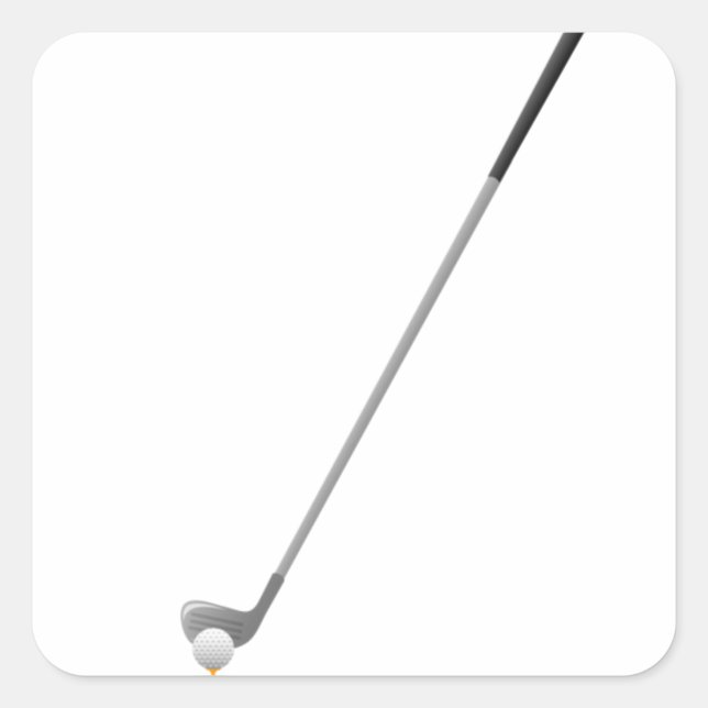 Golf Club and Ball on tee square sticker (Front)