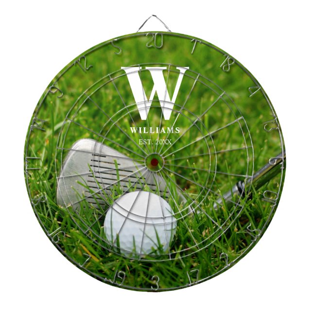 Golf Club and Ball Personalised Dartboard (Front)