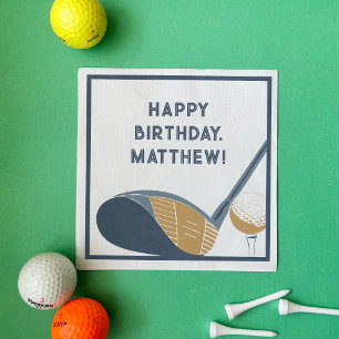 Golf Club and Ball Personalised Golfers Birthday Napkin