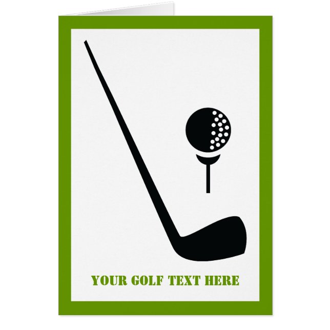 Golf club and ball vertical greeting card (Front)