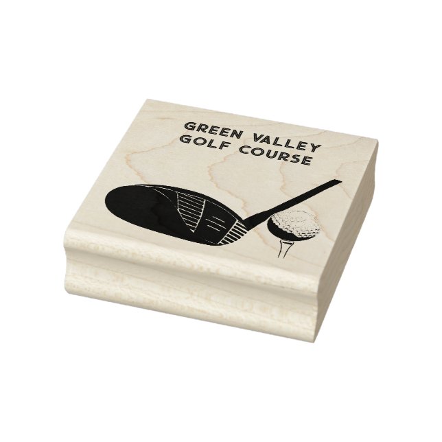 Golf Club and Golf Ball with Custom Text Rubber Stamp (Stamp)