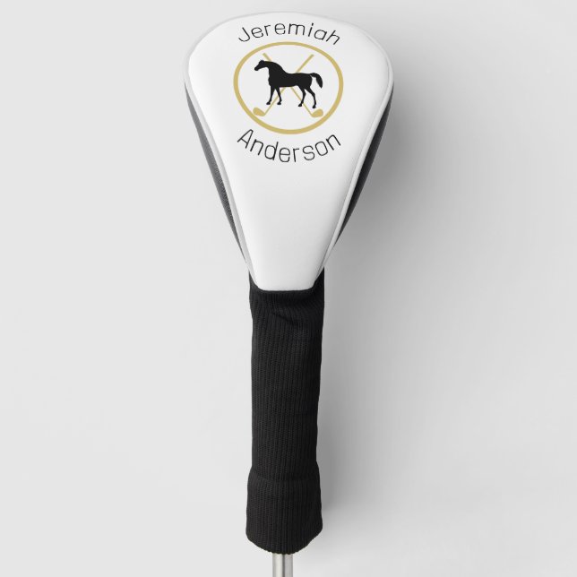 Golf Club and Horse Personalised Golf Head Cover (Front)