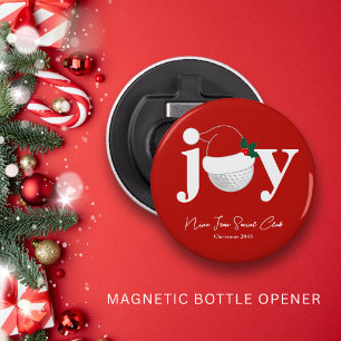 Golf Club Christmas Party Favor Joy Modern Red Bottle Opener