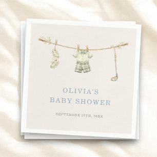 Golf Club Clothesline Baby Shower Party Napkin