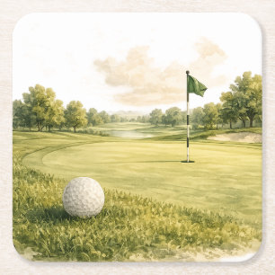 Golf Club Collection Fairway Square Paper Coaster