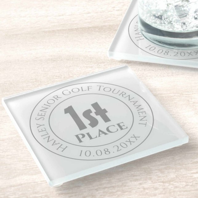 Golf Club Competition 1st Prize Trophy Award Glass Coaster (Creator Uploaded)