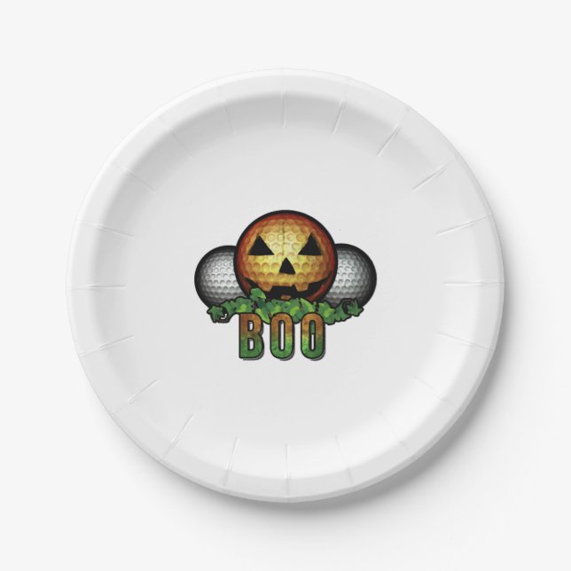 Golf Club Course Halloween Golfer Retirement Gift Paper Plate (Front)