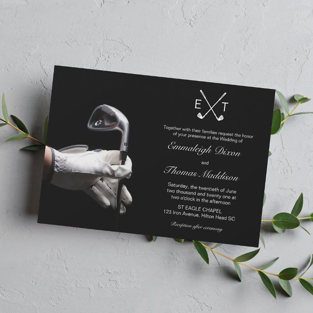 Golf Club Elegant Wedding Monogrammed Invitation (Creator Uploaded)
