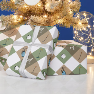 Golf Club Equipment Elegant Monogram Wrapping Paper
