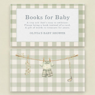 Golf Club Gingham Books for Baby Shower Enclosure Card