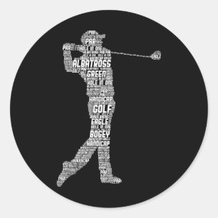 Golf Club Golfer Golfing Men Boys Kids  Classic Round Sticker