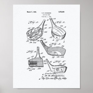 Golf Club Head 1926 Patent Art - White Paper Poster