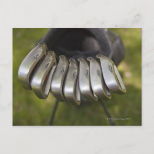 Golf club heads in a bag. Three through nine Postcard