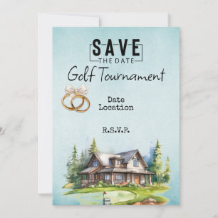 Golf Club house for wedding save the date Invitation