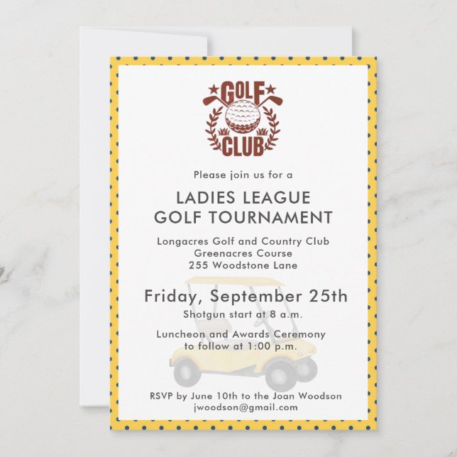 Golf Club Ladies League Tournament Logo  Invitation (Front)